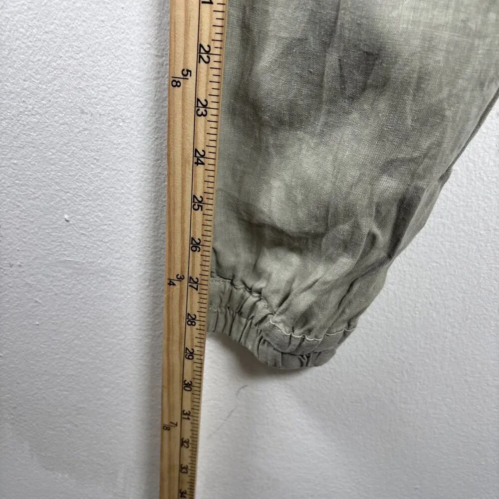 Nicole Miller New York 100% Linen Cargo Jogger Pant Women’s S Sage Green pull on
